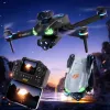Black folding drone, silver-gray color with colorful LED light effect, gimbal camera with remote control and mobile phone stand Specification image